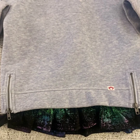 Appaman Girls Light Blue Hoodie Sweatshirt W/ Zip Vents Metallic Size 6 - Picture 2 of 6